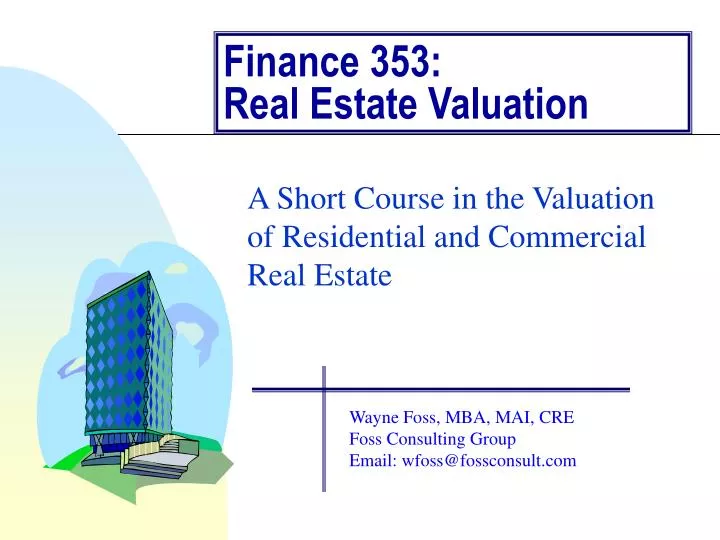 finance 353 real estate valuation