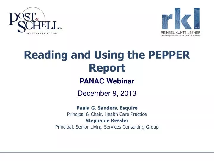 reading and using the pepper report
