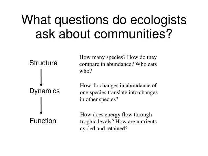 what questions do ecologists ask about communities