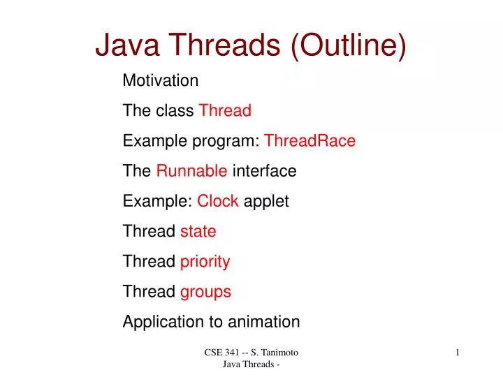 java threads outline