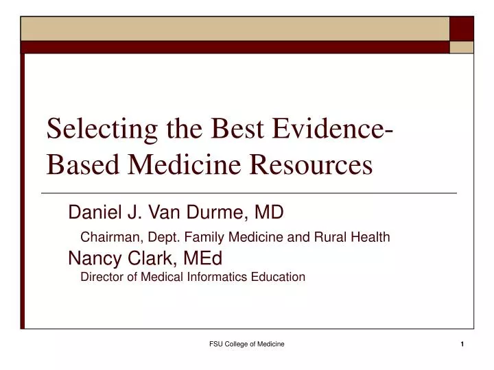 selecting the best evidence based medicine resources