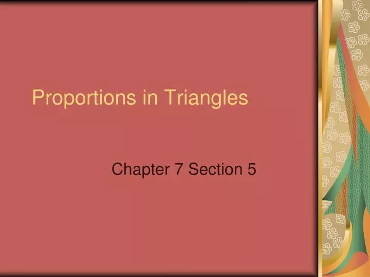 proportions in triangles