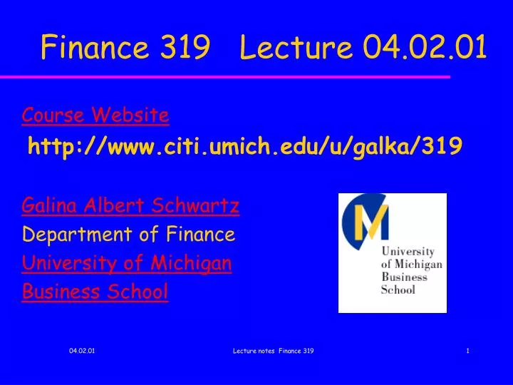 finance 319 lecture 04 02 01