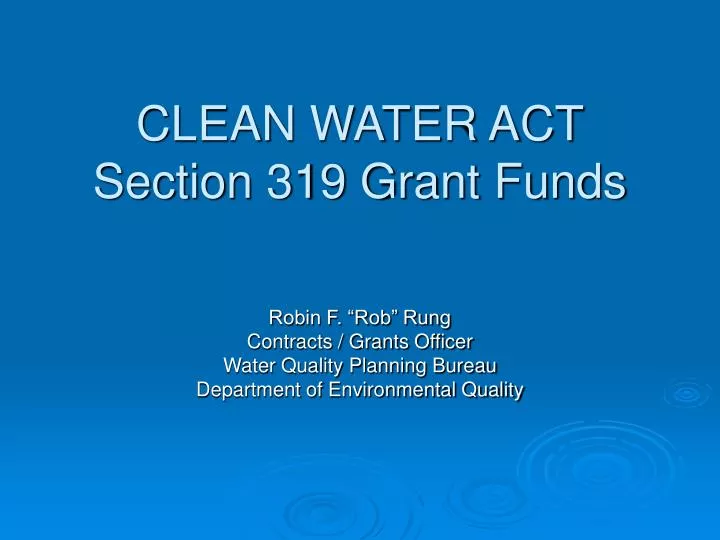 clean water act section 319 grant funds