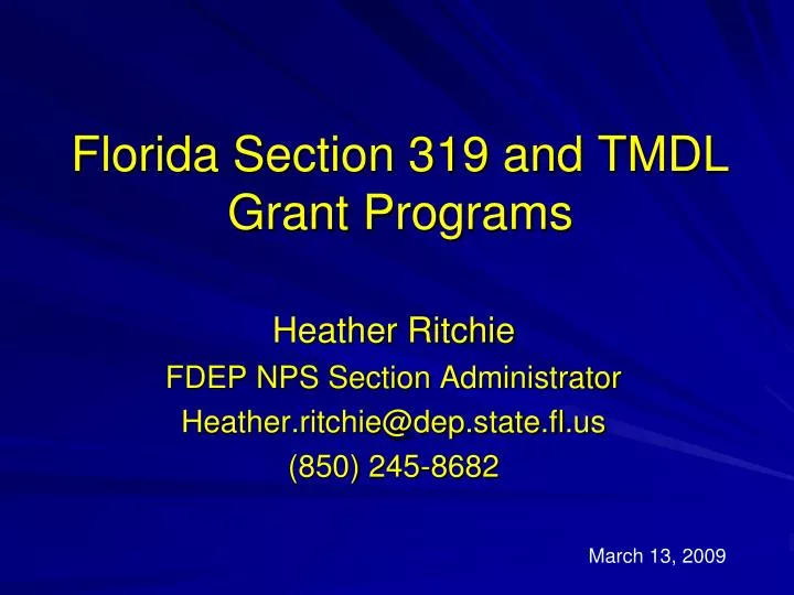 florida section 319 and tmdl grant programs