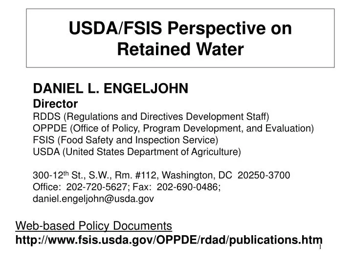 usda fsis perspective on retained water