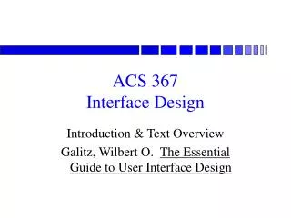 ACS 367 Interface Design