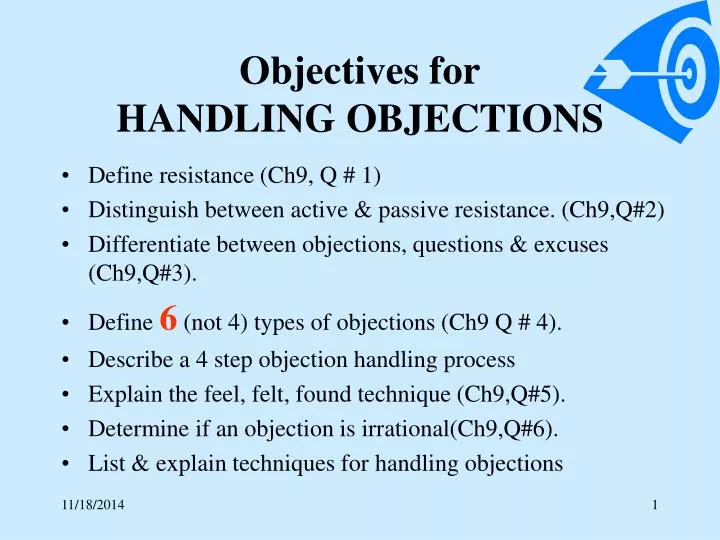 objectives for handling objections