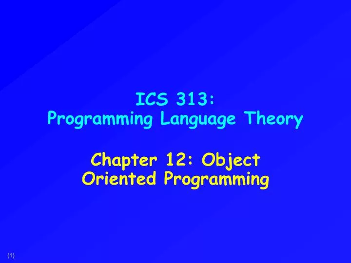 ics 313 programming language theory