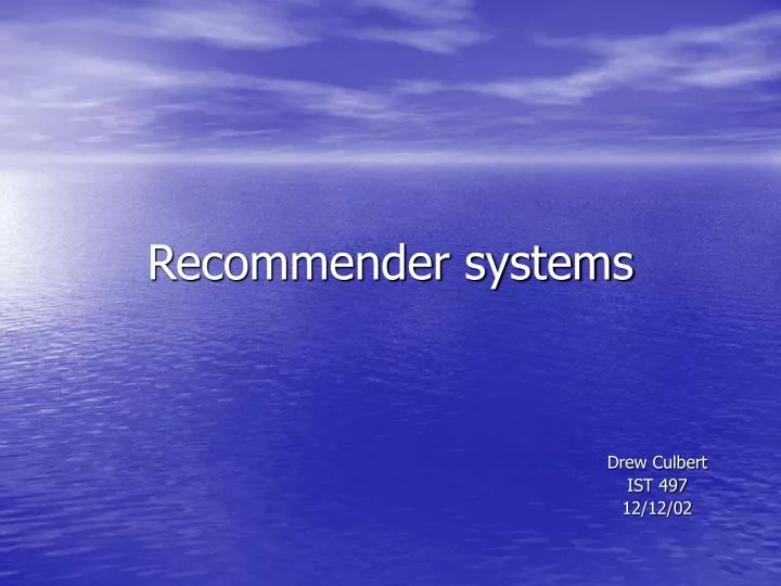 recommender systems