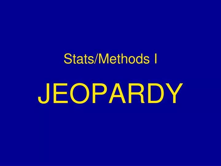 stats methods i