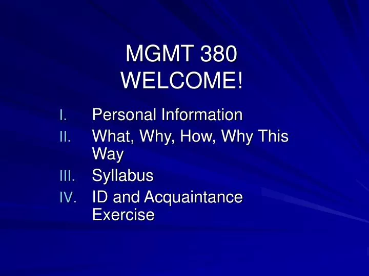 mgmt 380 welcome