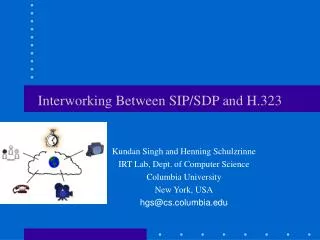 Interworking Between SIP/SDP and H.323