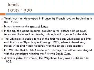Tennis 1920-1929