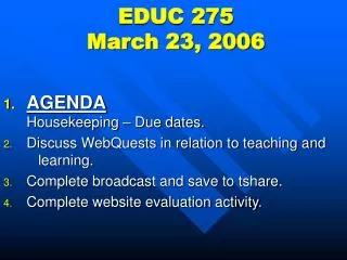 EDUC 275 March 23, 2006
