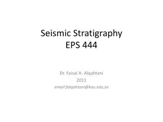 Seismic Stratigraphy EPS 444