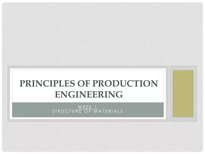 principles of production engineering