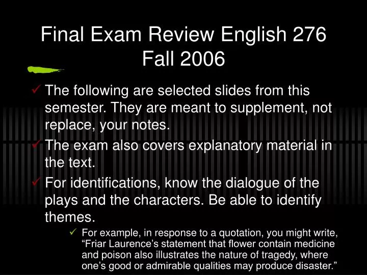 final exam review english 276 fall 2006