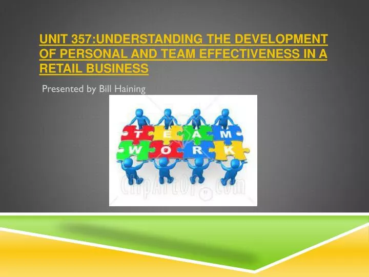 unit 357 understanding the development of personal and team effectiveness in a retail business