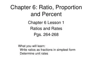 Chapter 6: Ratio, Proportion and Percent