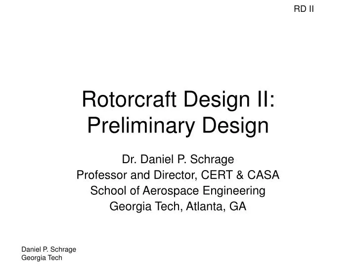 rotorcraft design ii preliminary design