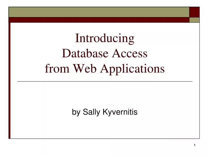 introducing database access from web applications
