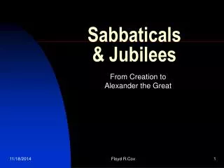 Sabbaticals &amp; Jubilees