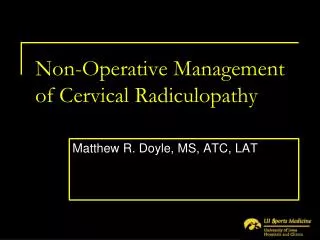 Non-Operative Management of Cervical Radiculopathy