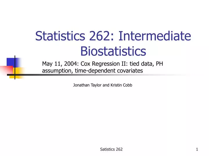 statistics 262 intermediate biostatistics