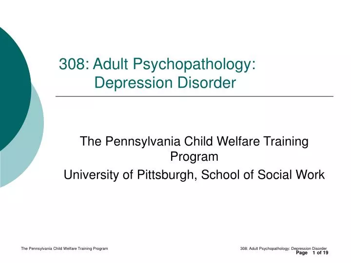 308 adult psychopathology depression disorder
