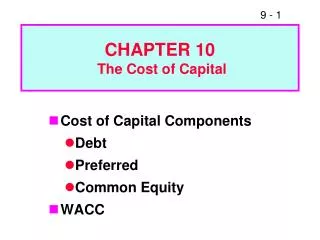 chapter 10 the cost of capital
