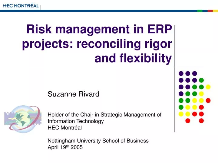 risk management in erp projects reconciling rigor and flexibility