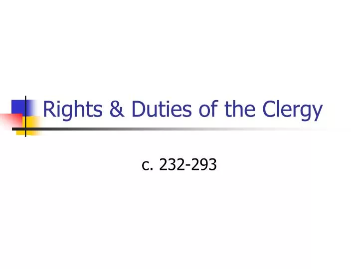 rights duties of the clergy