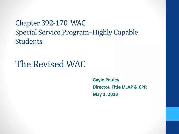 chapter 392 170 wac special service program highly capable students the revised wac