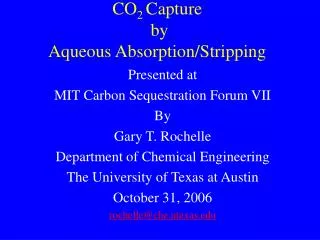 CO 2 Capture by Aqueous Absorption/Stripping
