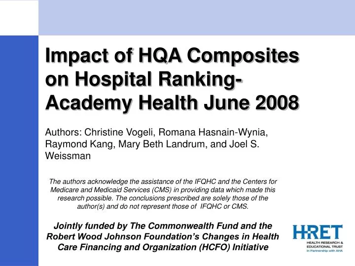 impact of hqa composites on hospital ranking academy health june 2008