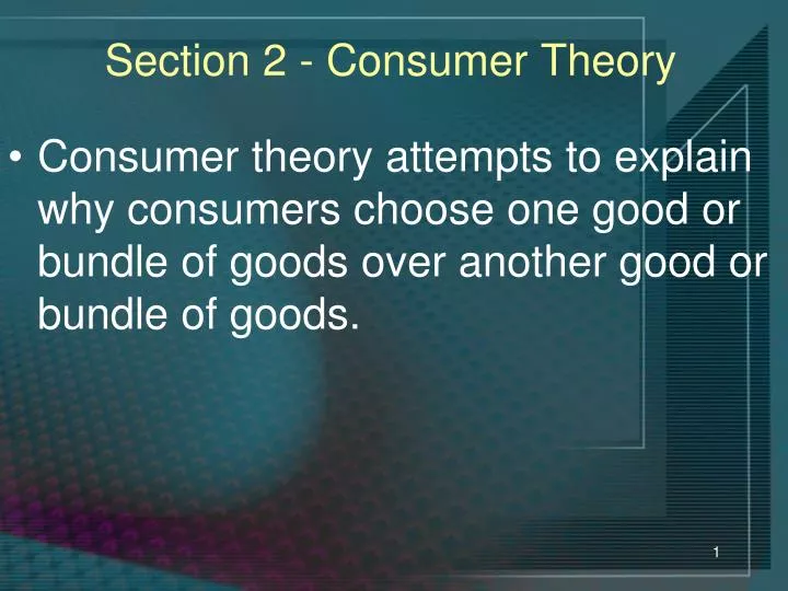 section 2 consumer theory