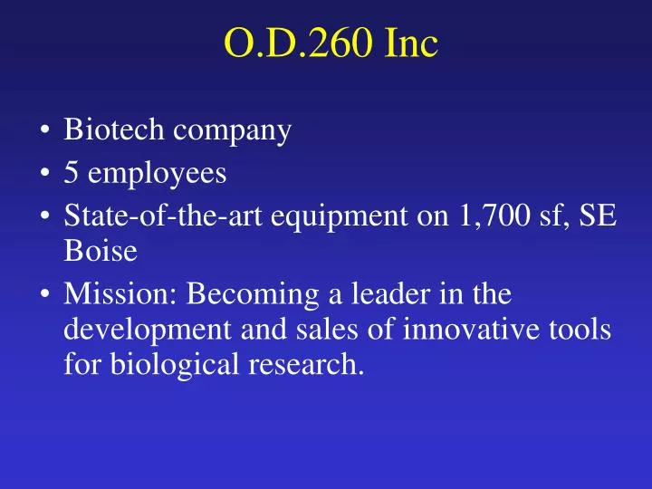 o d 260 inc