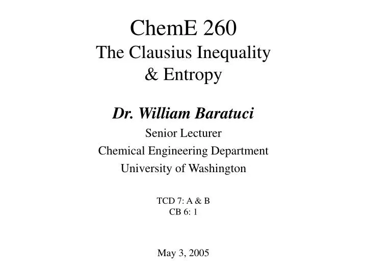 cheme 260 the clausius inequality entropy