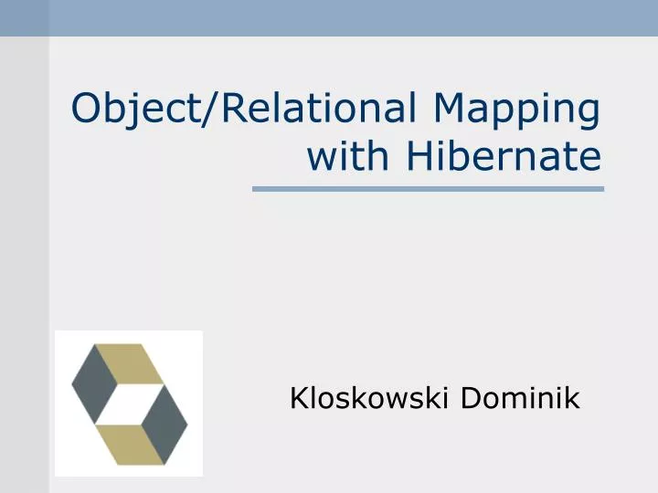 object relational mapping with hibernate
