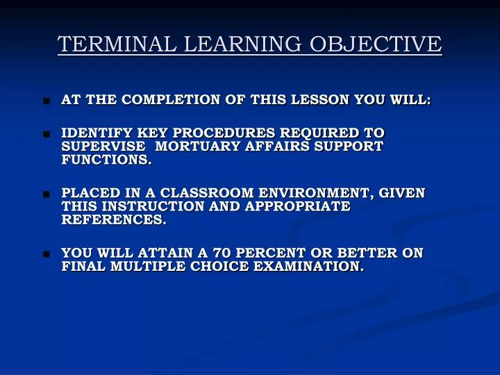 terminal learning objective