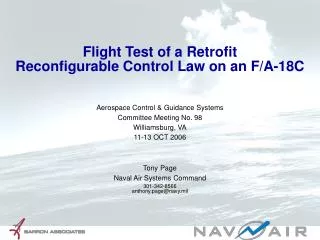 Flight Test of a Retrofit Reconfigurable Control Law on an F/A-18C