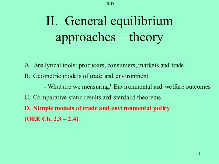 ii general equilibrium approaches theory
