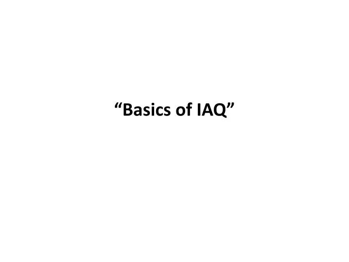 basics of iaq