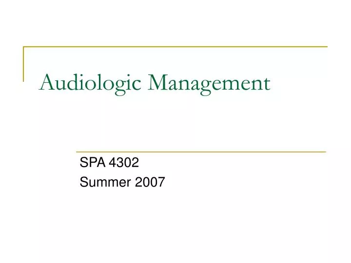 audiologic management