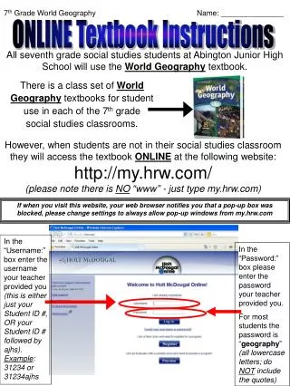 7 th Grade World Geography			Name: _______________