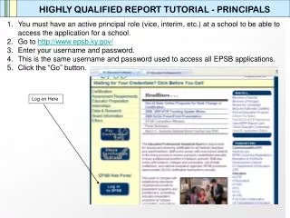 HIGHLY QUALIFIED REPORT TUTORIAL - PRINCIPALS