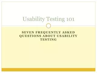 Usability Testing 101