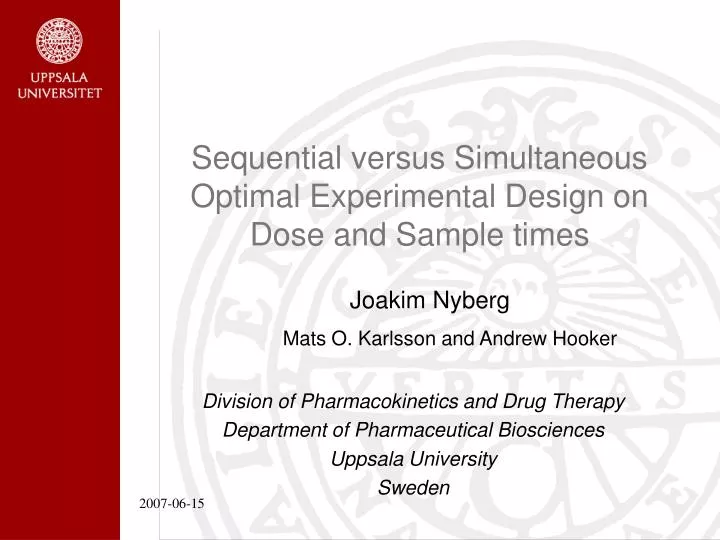 sequential versus simultaneous optimal experimental design on dose and sample times