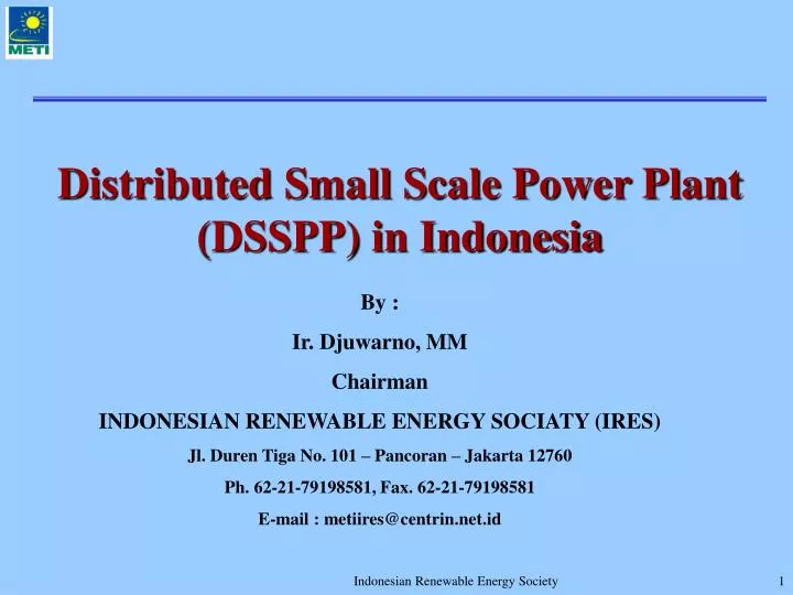 distributed small scale power plant dsspp in indonesia